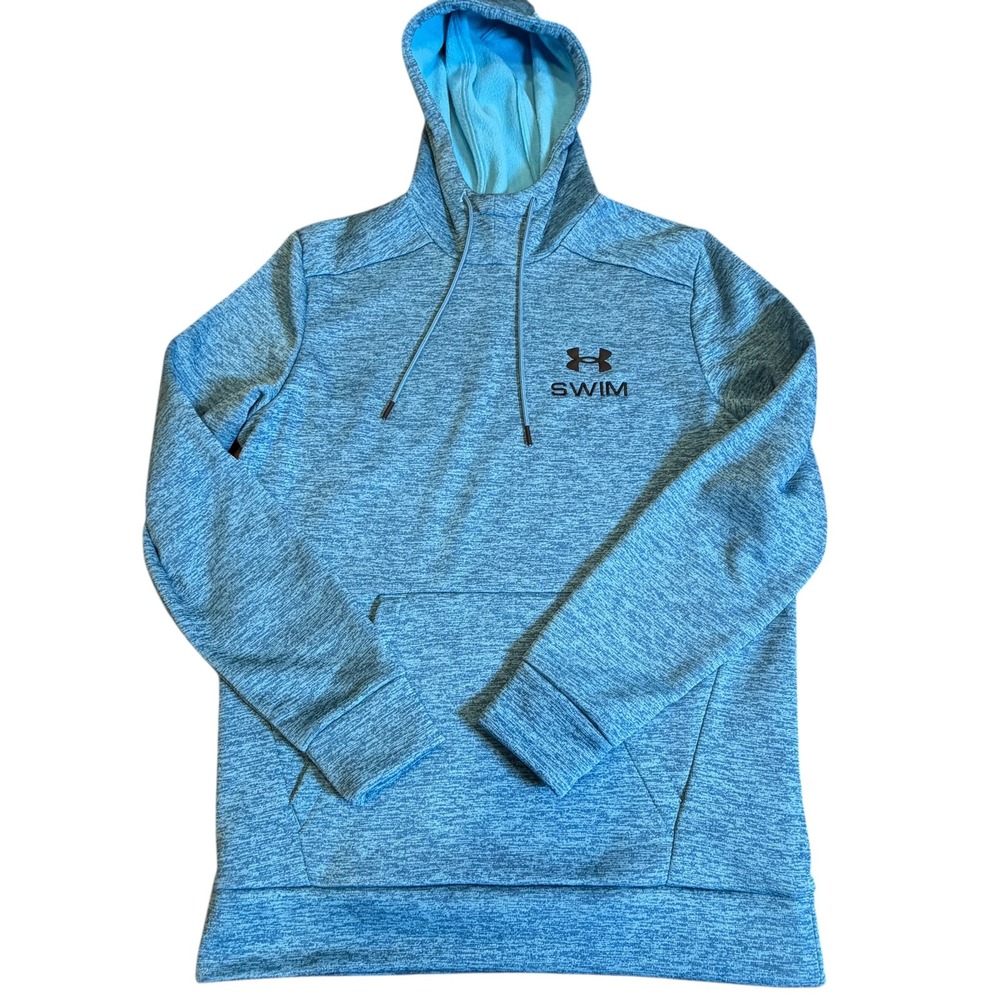 Under Armour Hoodie Men Small‎ Blue Excellent Loose Fit Fleece Swim Logo